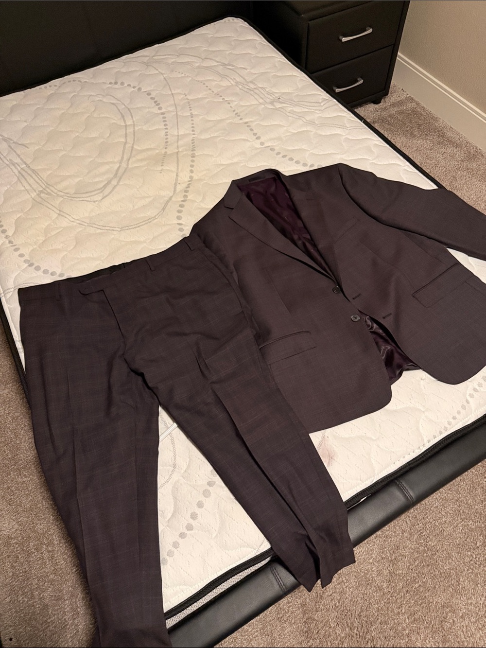 Calvin Klein Men's Plum Plaid Two-Piece Suit